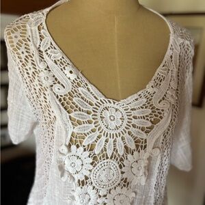 White Crochet Lace Swimsuit Coverup